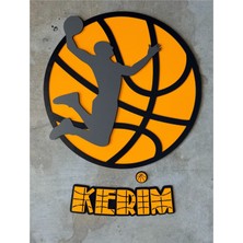 Kişiye Özel Isimli Ahşap Mdf Basketbol Duvar Dekoru | Sporcu Temalı Basketbol Oynayan Oyuncu Desenli