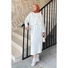 Kristal Etekli Takım Beyaz