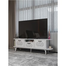 Tv Sehpası Mira Gümüş 5033 Beyaz 160 cm 35 cm 50 cm