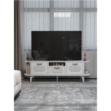 Tv Sehpası Mira Gümüş 5033 Beyaz 160 cm 35 cm 50 cm