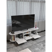 Tv Sehpası Mira Gümüş 5033 Beyaz 160 cm 35 cm 50 cm
