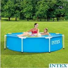 Serenity Haven Intex Metal Prefabrik Büyük Aile Havuzu 244X51CM