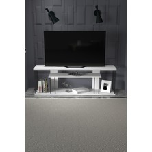 Tv Sehpası Tv Ünitesi Raflı 140 cm Gzd Plus Beyaz