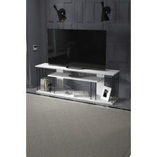 Tv Sehpası Tv Ünitesi Raflı 140 cm Gzd Plus Beyaz