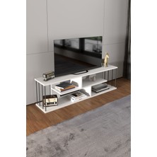 Tv Sehpası Tv Ünitesi Raflı 140 cm Gzd Beyaz