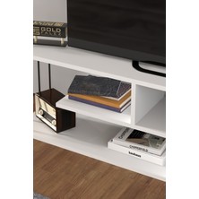 Tv Sehpası Tv Ünitesi Raflı 140 cm Gzd Beyaz