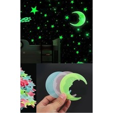 Ay Yıldız Gece Parlayan Florasanlı Fosforlu Duvar Gece Süsü Bebek Çocuk Odası Süsü Glow Stars & Moo