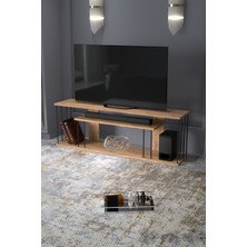 Tv Sehpası Tv Ünitesi Raflı 140 cm Gzd Plus Atlantik Çam
