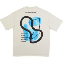 0 Yaka Sırtı Tribal Desen Nakışlı Erkek Oversize T-Shirt