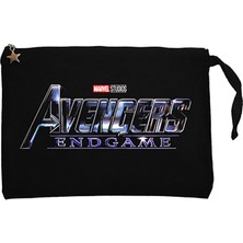 Avengers End Game Logo 2 Siyah Clutch Astarlı Cüzdan / El Çantası