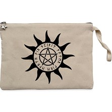 Pentagram Sun Star Krem Clutch Astarlı Cüzdan / El Çantası