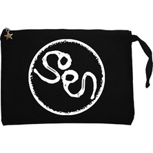Soen Logo Siyah Clutch Astarlı Cüzdan / El Çantası