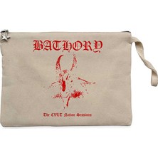 Bathory Black Metal Red Krem Clutch Astarlı Cüzdan / El Çantası