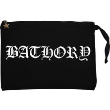 Bathory Logo Siyah Clutch Astarlı Cüzdan / El Çantası