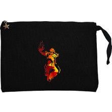 Red Basketball Silhouette Siyah Clutch Astarlı Cüzdan / El Çantası