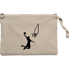 Basketball Smack Silhouette Krem Clutch Astarlı Cüzdan / El Çantası