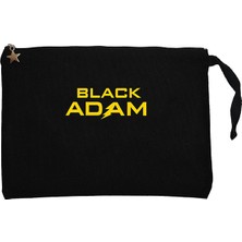 Black Adam Yellow Text Siyah Clutch Astarlı Cüzdan / El Çantası
