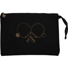 Ping Pong Rackets Soft Siyah Clutch Astarlı Cüzdan / El Çantası