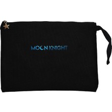 Moon Knight Text Siyah Clutch Astarlı Cüzdan / El Çantası