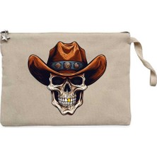 Kovboy Gold Toothed Krem Clutch Astarlı Cüzdan / El Çantası