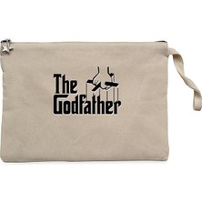 The Godfather Black Text Krem Clutch Astarlı Cüzdan / El Çantası