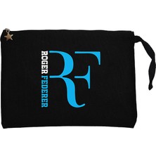 Roger Federer Blue Logo Siyah Clutch Astarlı Cüzdan / El Çantası