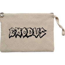 Exodus Text Krem Clutch Astarlı Cüzdan / El Çantası