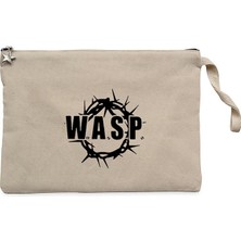 Wasp Logo Text Krem Clutch Astarlı Cüzdan / El Çantası