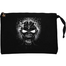 Iron Maiden Skull Siyah Clutch Astarlı Cüzdan / El Çantası