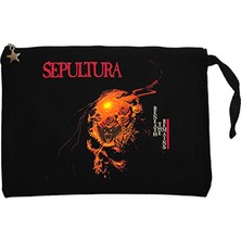 Sepultura Beneath The Remains Siyah Clutch Astarlı Cüzdan / El Çantası
