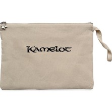 Kamelot Logo Yazı Krem Clutch Astarlı Cüzdan / El Çantası