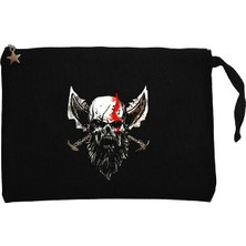 God Of War Skull Kratos Siyah Clutch Astarlı Cüzdan / El Çantası