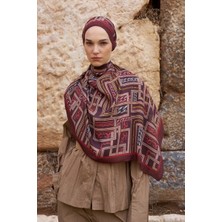 Bordo Ed Scarf Sunrise Geometrik Desen Şal