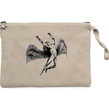 LED Zeppelin Icarus Angel Krem Clutch Astarlı Cüzdan / El Çantası