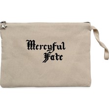 Mercyful Fate Logo Text Krem Clutch Astarlı Cüzdan / El Çantası