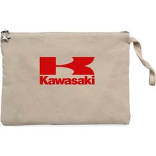 Kawaski Red Logo Krem Clutch Astarlı Cüzdan / El Çantası