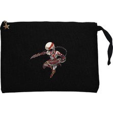 God Of War Kratos Cartoon Siyah Clutch Astarlı Cüzdan / El Çantası