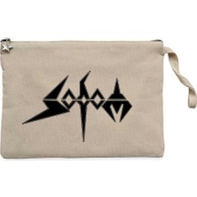 Sodom Text Krem Clutch Astarlı Cüzdan / El Çantası