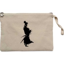 Samurai Musashi Portre Krem Clutch Astarlı Cüzdan / El Çantası