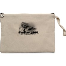 Black Tree Lake Krem Clutch Astarlı Cüzdan / El Çantası