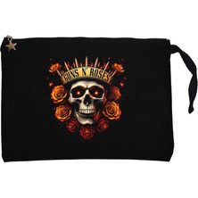Guns N Roses Skull Bullet Siyah Clutch Astarlı Cüzdan / El Çantası