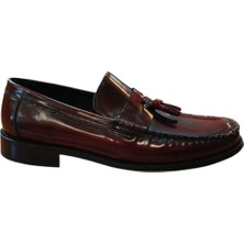 Nevzat Zöhre Kösele Bordo ve Siyah Açma Deri Loafer Püsküllü Dex-Ter P039 Günlük Klasik Ayakkabı