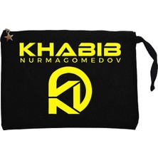 Khabib Logo Siyah Clutch Astarlı Cüzdan / El Çantası