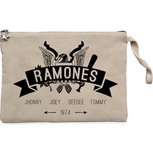 Ramones 1974 Krem Clutch Astarlı Cüzdan / El Çantası