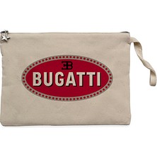 Bugati 3b Logo Krem Clutch Astarlı Cüzdan / El Çantası