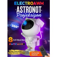 Astronot Tasarımlı Bluetooth Hoparlör & Gece Lambası – 8 Renkli  Projeksiyon, Kumandalı