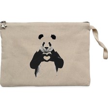Panda Love Krem Clutch Astarlı Cüzdan / El Çantası