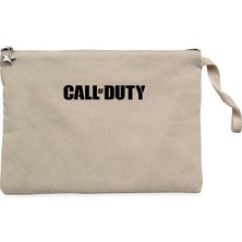 Call Of Duty Black Text Krem Clutch Astarlı Cüzdan / El Çantası