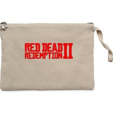 Red Dead Redemption 2 Red Text Krem Clutch Astarlı Cüzdan / El Çantası