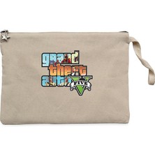 Grand Theft Auto Five Mans Krem Clutch Astarlı Cüzdan / El Çantası